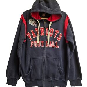 NFL Patriots Unisex Sz M Navy Hoodie Full Zip Vintage Sports Fan Gear